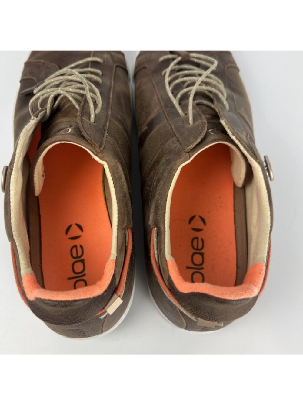 Plae MULBERRY Brown Leather Gray Suede Low Top Sneakers Mens 9.5 - Picture 7 of 9